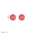 Minimalist red gemstone stud earrings with 6mm diameter in six-prong silver setting - Silver-Red Zircon