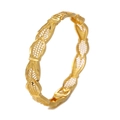 Elegant gold hollow flower bangle with intricate honeycomb and leaf texture design - Style 3