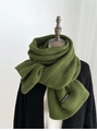 Écharpe tricotée à damier vert armée avec motif à carreaux et étiquette de marque - Vert Militaire