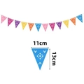 Detailed view of colorful felt banner flags with cut-out patterns and 11x13cm dimensions - Colorful Triangle Garland B