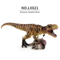 Modello di dinosauro T-Rex giallo su preda triceratopo, statuina statica LX821 - T-Rex Giallo (LX821)