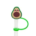 Cute green silicone avocado straw cover cap accessory for reusable drinking straws - Cartoon Avocado-1704-01