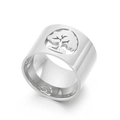 Polished silver titanium steel wide ring featuring a hollow Tree of Life design - Tree of Life Hollow Silver Style (KR37741-K)