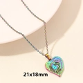 Rainbow plated heart pendant necklace in 21x18mm size with a 18k gold chain - Rainbow-Hollow Double Heart