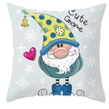 Detail of light blue Christmas gnome pillowcase with heart and snowflake patterns - Style 21
