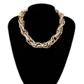 Exaggerated multi-layered gold aluminum chunky chain necklace for women on black mannequin - Gold Multi-Link Interlocking Chain