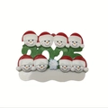 2025 resin snowman family of 8 Christmas tree hanging ornament with DIY name plaque - 8 Snowmen Heads