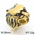 Men's retro gold stainless steel tiger head ring with 26mm width and 22g weight - US 9 / Golden Wolf Style (KR109969-HL)