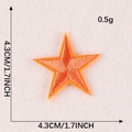 Orange five-pointed star embroidered patch, 4.3cm size for clothing and accessories - Bright Orange 4.3cm (G1L-A-1-3热熔胶)