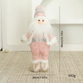 Gnomo navideño rosa con gorro de lunares y cinturón plateado, decoración de pie - Papá Noel de Pie