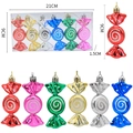 6er-Set bunte metallische Zuckerstangen Weihnachtsbaumschmuck in Rot Gold Silber Blau - Bunt