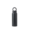 Matte black stainless steel water bottle with magnetic ring handle for easy carrying - 24oz / Direct Drink / Black