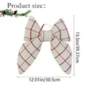 Christmas red plaid fabric butterfly bow decoration, 15.5 x 12 inch festive wall hanging - Red Grid Bowknot