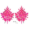 Neon pink acrylic chest jewelry XT-33 with symmetrical rhinestone pattern 27.1g - XT-33 Neon Pink Symmetrical Sticker