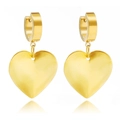 Minimalistische vergoldete Edelstahl Herz-Ohrhänger für Damen in Gold-Optik - Gold