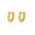 Classic 14K gold plated hoop earrings with shimmering crystal pave stones in one row - Gold with White Zirconia