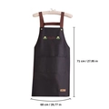 Waterproof dark grey kitchen apron with brown straps and dimensions of 71x68 cm - Black - Waterproof H-Strap Button