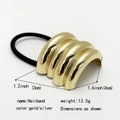 Detailed size specifications of the minimalist curved metal hairband with elastic tie - Four-section Spliced / Gold