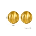 Goldene ovale Ohrstecker mit vertikaler Streifenstruktur und 25 mm Höhe - 1140 Gold