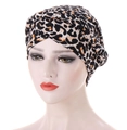 Muslim turban wrap in classic leopard print with a stylish front twist design - Yellow Leopard