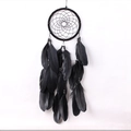 Handmade black dream catcher with natural feathers and beads for home wall hanging decor - MS6021A Black 13cm