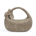 Chic light brown woven dumpling bag with knot handle for autumn and winter outfits - Pine Tea