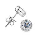 S925 sterling silver moissanite stud earrings featuring a classic bezel setting design - Bubbles Style / 925 Silver / K-White Gold
