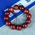 Polished red sandalwood 12-beads prayer bracelet with traditional Chinese knot on blue book - Standard Small Hole Style / 20mm*12 Beads