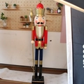 Classic 180cm red nutcracker soldier king with scepter for Christmas bar decoration - Red Body Blue Feet