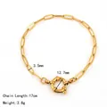 Bracelet trombone en acier inoxydable plaqué or 18 carats avec fermoir à ressort 17cm - Bracelet Chaîne Trombone-Or
