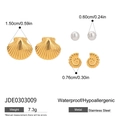 Three-pair gold stainless steel earring set with pearls and shells, hypoallergenic finish - Shell Pearl Earrings Set(JDE0303009)