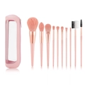 Set di 10 pennelli per trucco rosa con custodia per fondotinta e ombretto professionale - Set di 10 Pennelli da Trucco (Astuccio Triangolare) / Rosa nudo