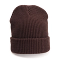 Classic ribbed knit beanie in coffee brown color for autumn and winter warmth - One Size / Elastic / Coffee