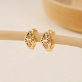 Elegant gold plated copper hoop earrings with hollow bow design and white zircon inlays - EH411036