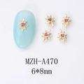 Vue détaillée des bijoux d'ongles MZH-A470 6x8mm en forme d'étoile dorée avec cristal rose - Étoile Dorée Pierre Rose (A470)