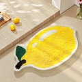 Lemon-shaped plush bathroom rug in yellow and white, semi-circular non-slip floor mat - A Lemon Candy