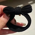 Elastisches schwarzes Haargummi mit klassischem Stoffschleifen-Design für Frisuren - Schleife-Stil / Schwarz