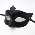 Classic black half-face masquerade mask for men and women with ribbon ties - Pointed Toe / Matte Black