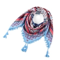 Bohemian paisley jacquard triangle scarf with blue fringe tassels in red and white - 115*115cm / Red/Blue/White Paisley (No.43)