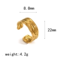 18k gold plated stainless steel open ring with 8.8mm wide wavy texture and 22mm diameter - Wave Texture Style (TR4375)