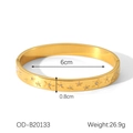 Gold plated stainless steel bangle featuring star patterns and zircon stone inlays - Gold/Star Engraved with Diamond