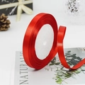 1cm wide bright red satin ribbon on spool for gift wrapping and DIY crafts - 26# Red