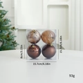 Coffret de boules de Noël marron et café, finitions mates et pailletées, 8cm 4pcs - 8cm 4 Pièces/Boîte / Café