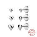 Three-piece S925 sterling silver minimalist heart stud earring set in varied sizes - 3 Hearts / 3Pcs Per Set / White Gold