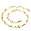 Collier chaîne à maillons géométriques minimaliste en acier inoxydable doré sur fond blanc - Chaîne Carrée Or (KN228491-Z)