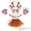 Giraffe costume set for kids including headband, bowtie, gloves, tail, and brown tutu skirt - Khaki Giraffe 5-Piece Full Set with Dark Brown Tutu