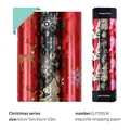 Christmas gift wrapping paper rolls featuring pink bows and snowflakes in 43cm width - Set 2 (3 Rolls) / 3 Meters Roll
