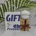 White mushroom silicone night light with gift box and carry bag, USB rechargeable lamp - Night Light + Blue Gift Bag + Eiffel Tower Wrap / Yellow