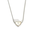 Silver stainless steel heart pendant necklace featuring engraved letter Y on a snake chain - Letter Y (S143S-Y)