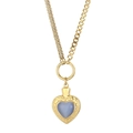 Collier cœur doré avec pierre œil-de-chat bleue, chaîne mixte et fermoir à bascule OT - Collier en Or avec Pierre Oeil de Chat Bleue (KN87151-Z)